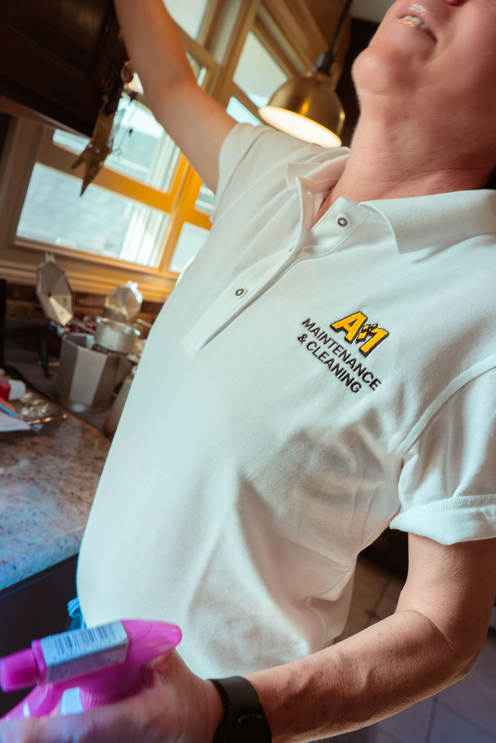 A-1 Cleaning team reviewing residential kitchen details